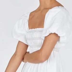 DISSH Bianca White Linen Midi Dress